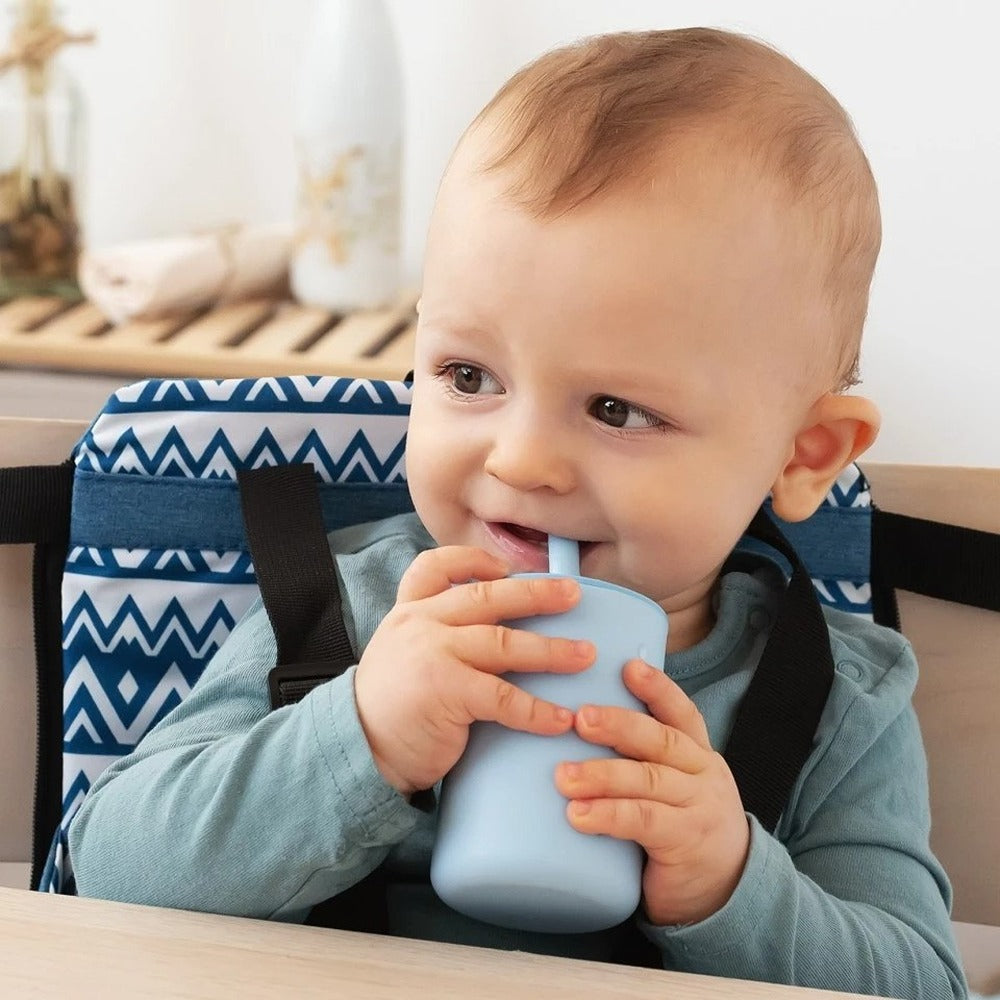 Kiokids Bicchieri In Silicone Con Cannuccia Blu 2 Pezzi