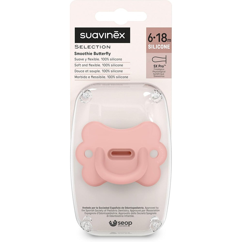 Suavinex Coulour Essence Butterfly Succhietti In Silicone Tettarella Simmetrica Sx Pro 6-18 mesi