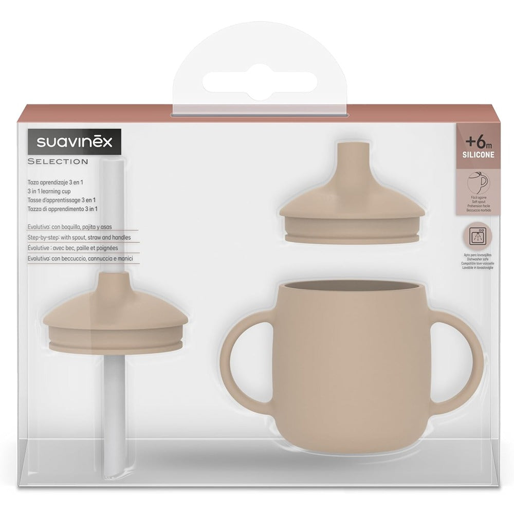Suavinex Colour Essence Tazza Evolutiva 3 In 1 In Silicone Beige 6+ Mesi