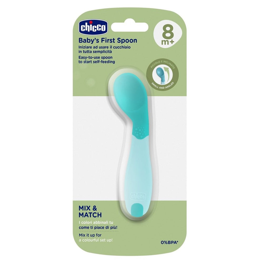 Chicco Primo Cucchiaio Angolato Azzurro 8+ Mesi