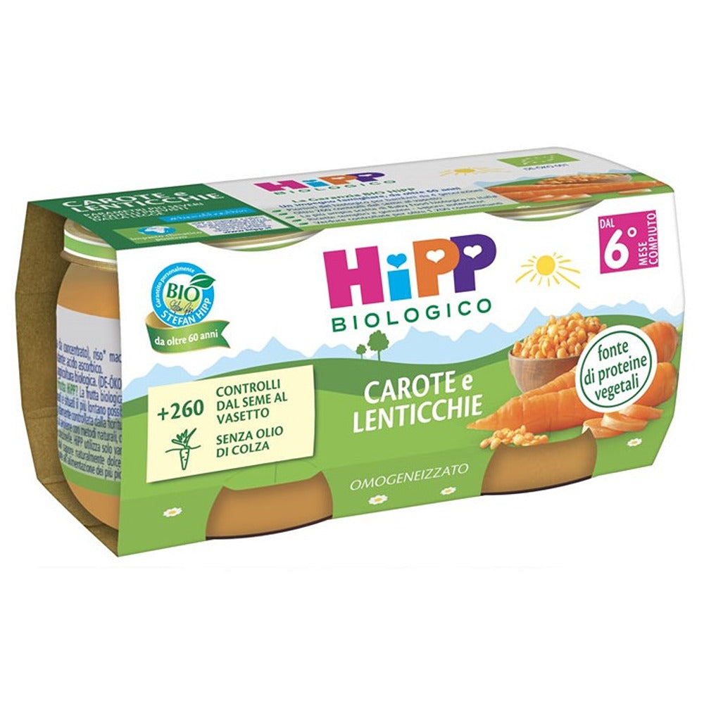 HiPP Omogeneizzato Carote E Lenticchie 2x80 gr