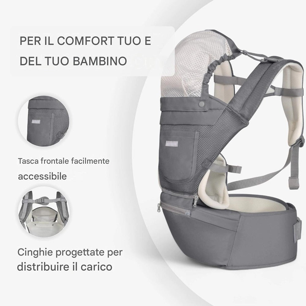 KikkaBoo Marsupio 3 In 1 Chloe Grigio