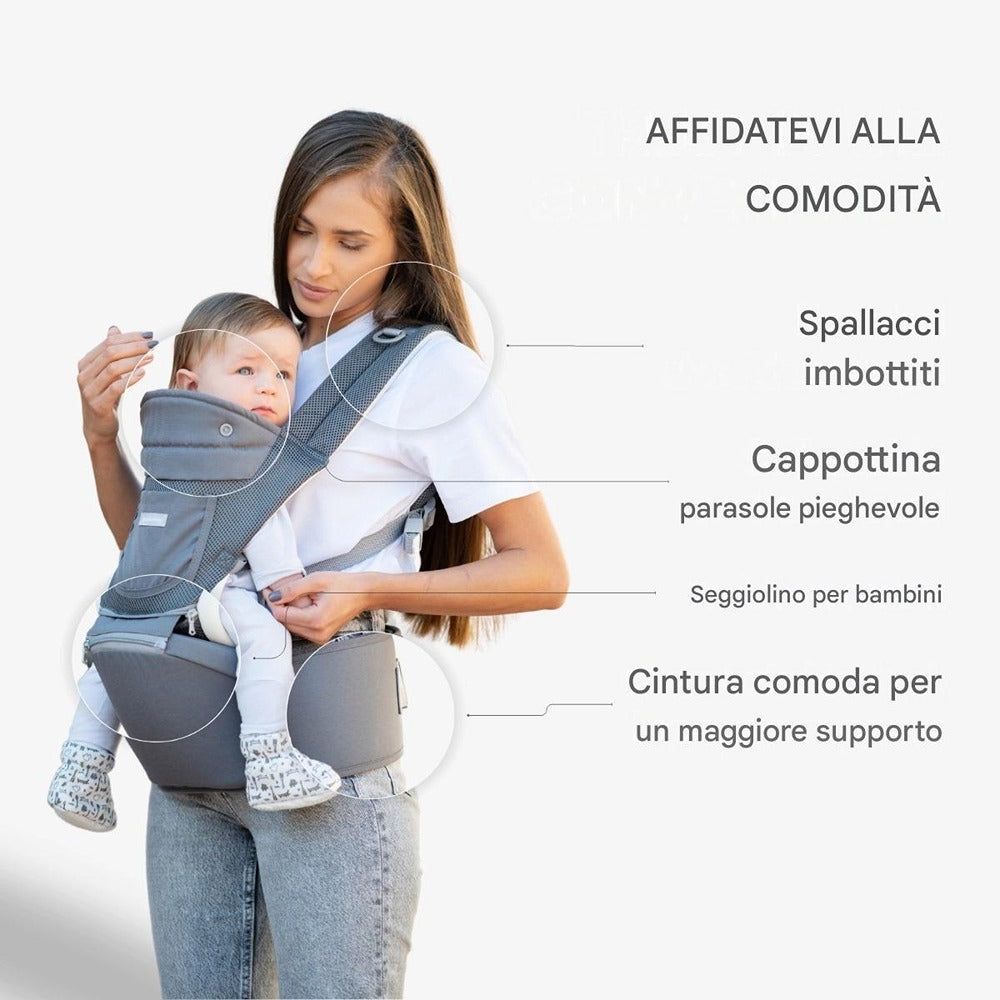 KikkaBoo Marsupio 3 In 1 Chloe Grigio