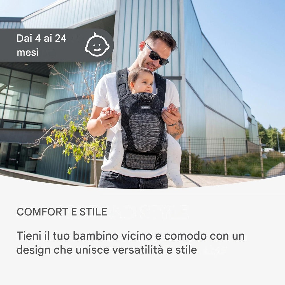 KikkaBoo Marsupio In Tessuto Con Cappuccio Hoody Grigio