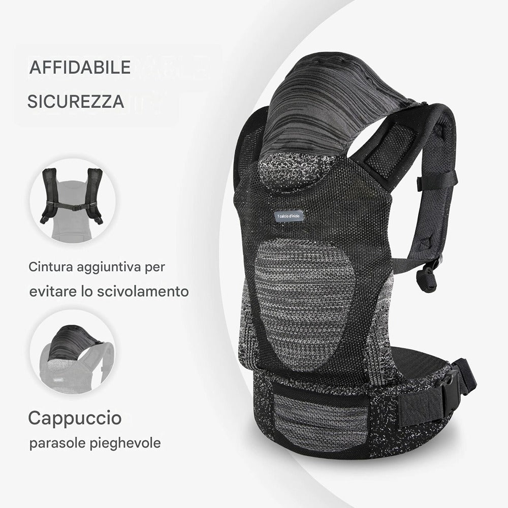 KikkaBoo Marsupio In Tessuto Con Cappuccio Hoody Grigio
