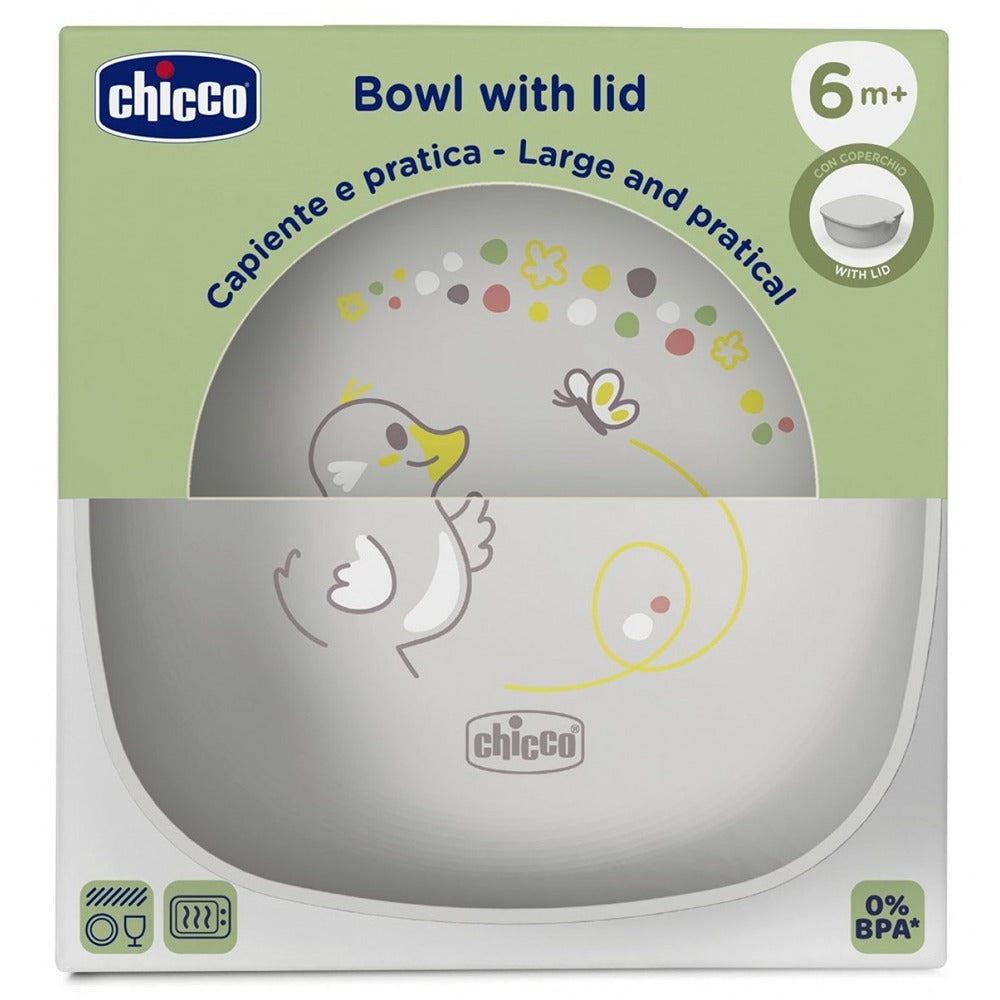 Chicco Ciotola Con Coperchio In Silicone Grigio 6+ Mesi
