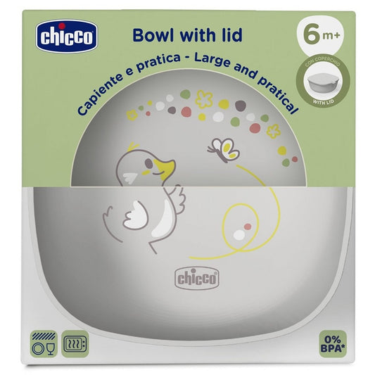 Chicco Ciotola Con Coperchio In Silicone Grigio 6+ Mesi