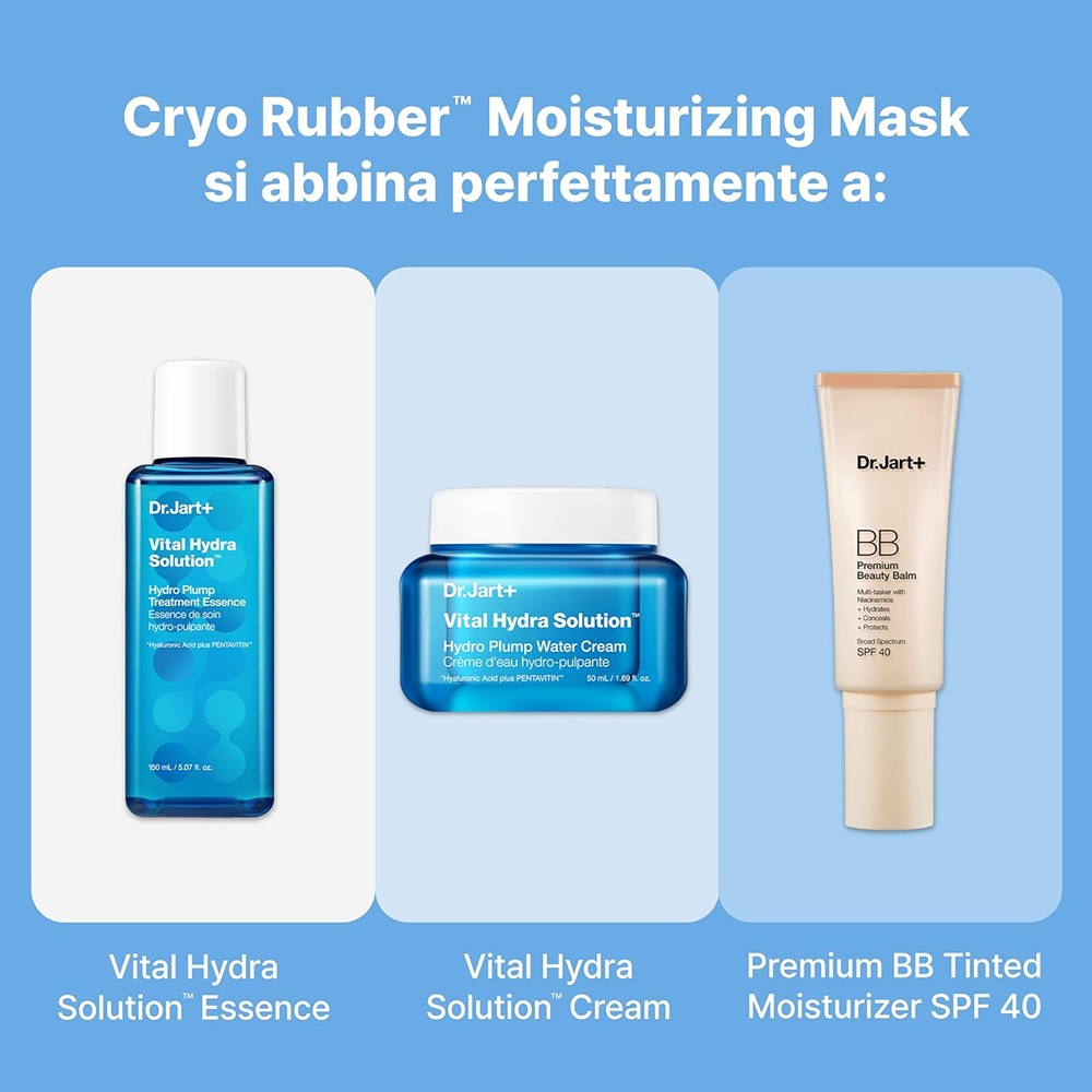 Dr.Jart+ Cryo Rubber Moisturizing Hydrogel Mask With Hyaluronic Acid - Maschera Idrogel Idratante Con Acido Ialuronico