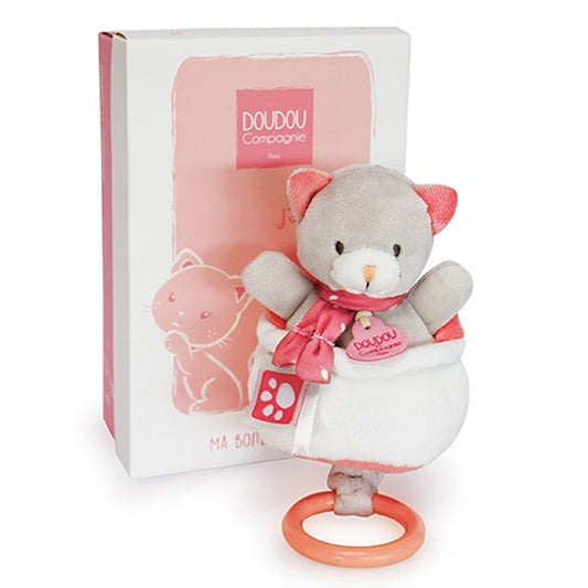 Doudou Et Compagnie Carillon Gattino Di Peluche Grigio E Corallo