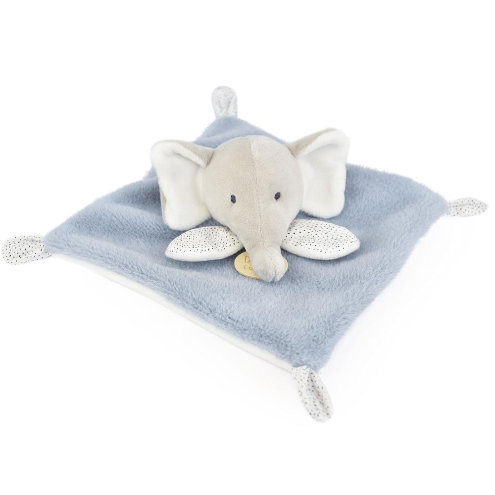 Doudou Et Compagnie Doudou Piatto Con Peluche Elefante Grigio E Blu