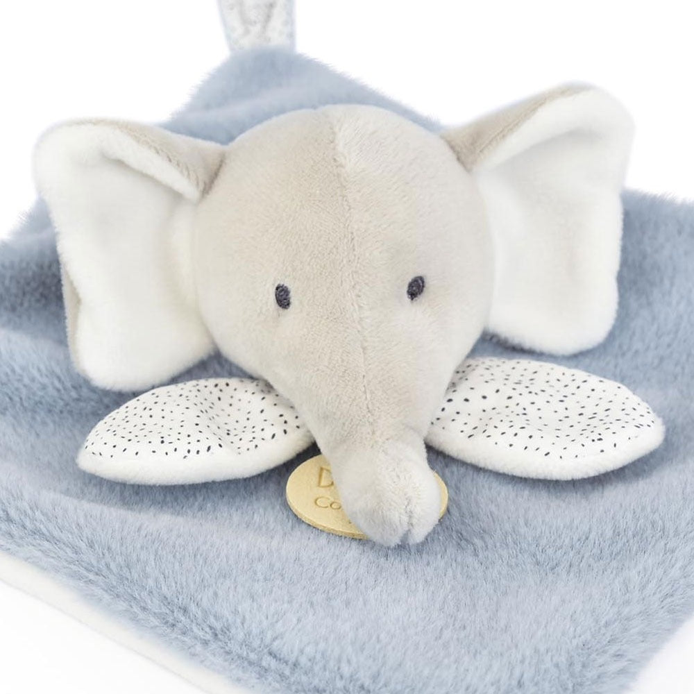 Doudou Et Compagnie Doudou Piatto Con Peluche Elefante Grigio E Blu