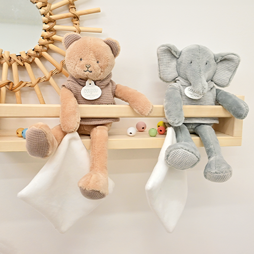 Doudou Et Compagnie Doudou Elefante Grigio di Peluche Con Fazzoletto Sweety