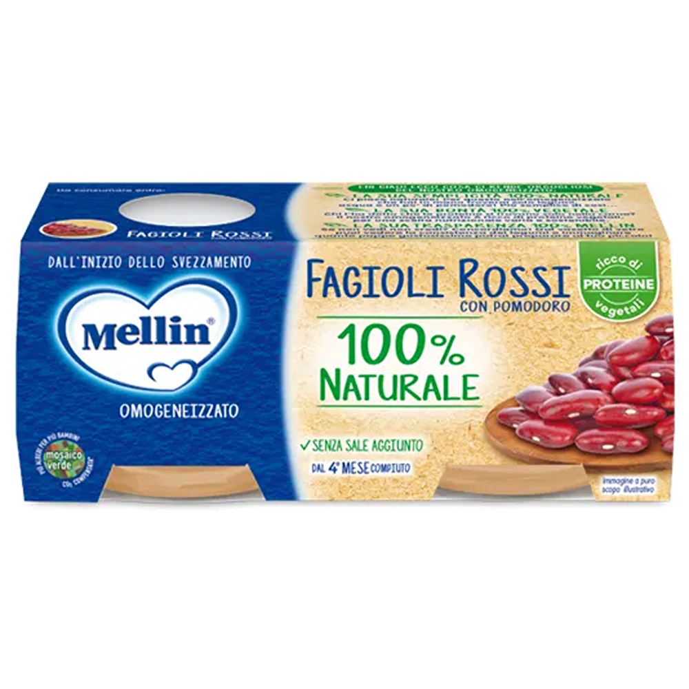 Mellin Omogeneizzato Fagioli Rossi Con Pomodoro 2x80 gr