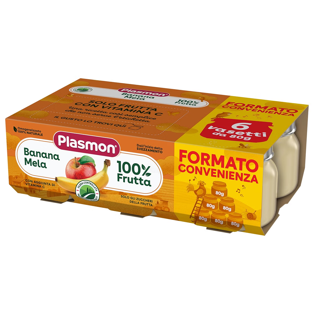 Plasmon Omogeneizzato Frutta Banana E Mela 6x80 gr