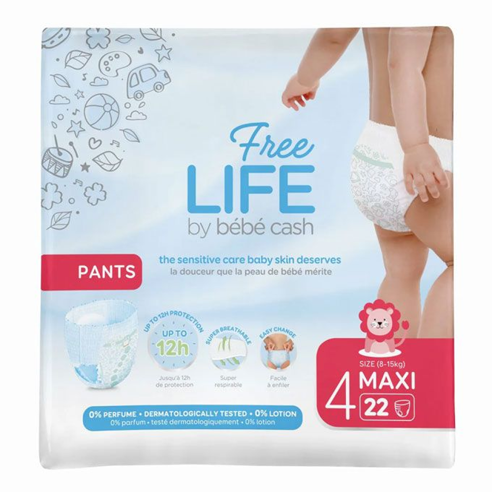 Bébé Cash Premium Freelife Pannolini Mutandina 4 Maxi 9-15 kg 22 Pezzi