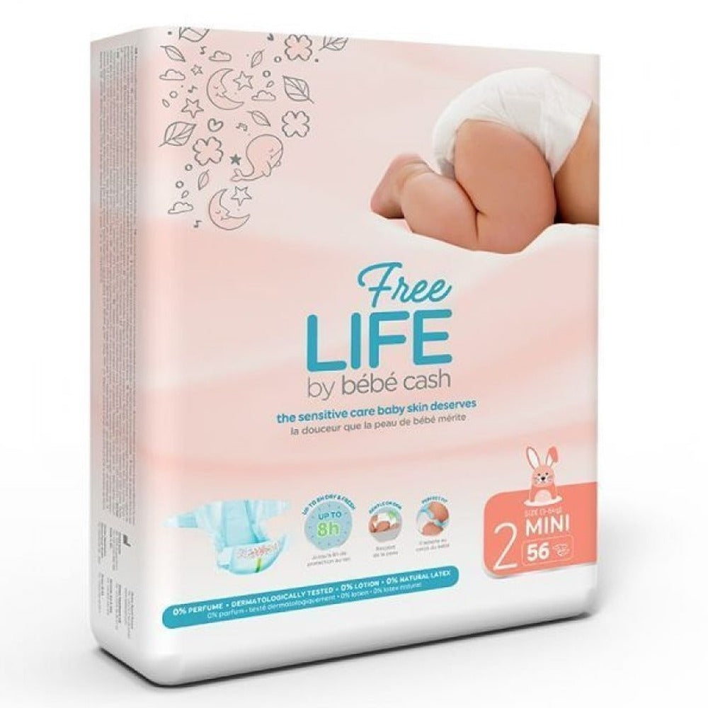 Bébé Cash Premium Freelife Pannolini 2 Mini 3-6 kg 56 Pezzi
