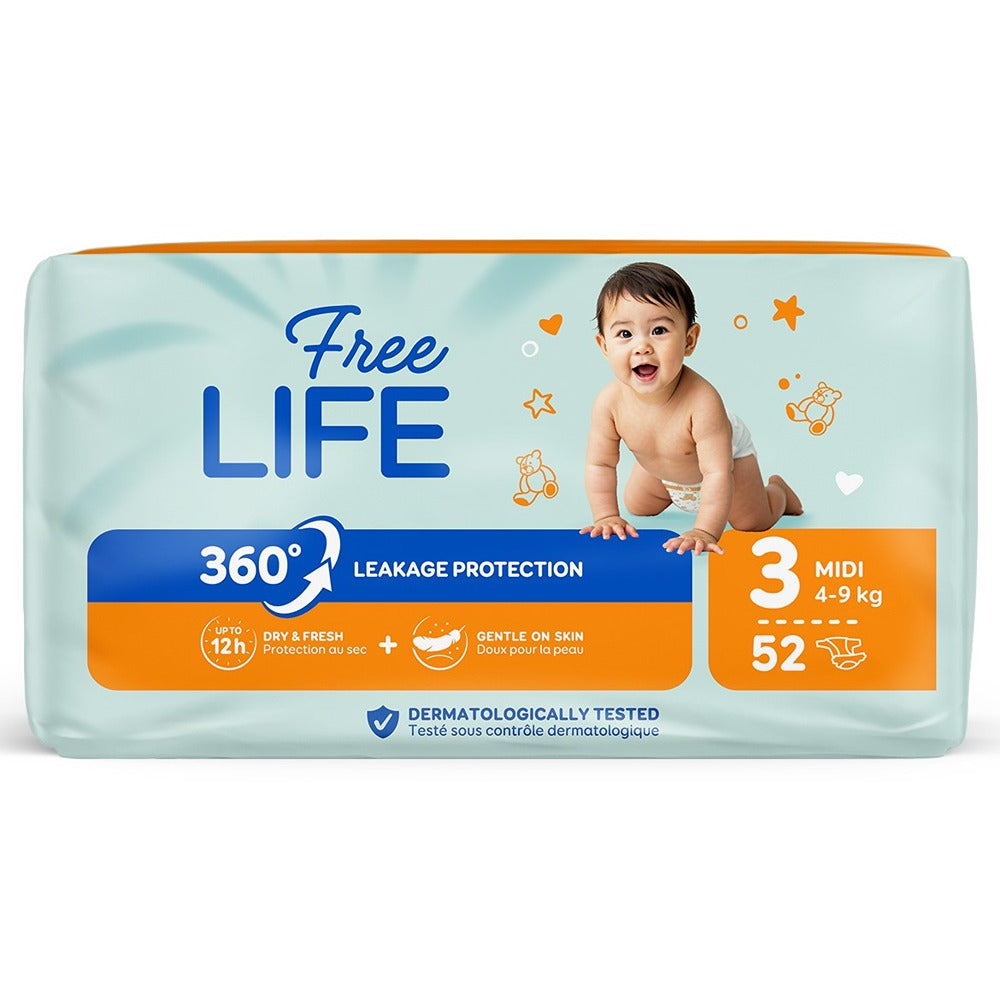 Bébé Cash Premium Freelife Pannolini 3 Midi 4-9 kg 52 Pezzi