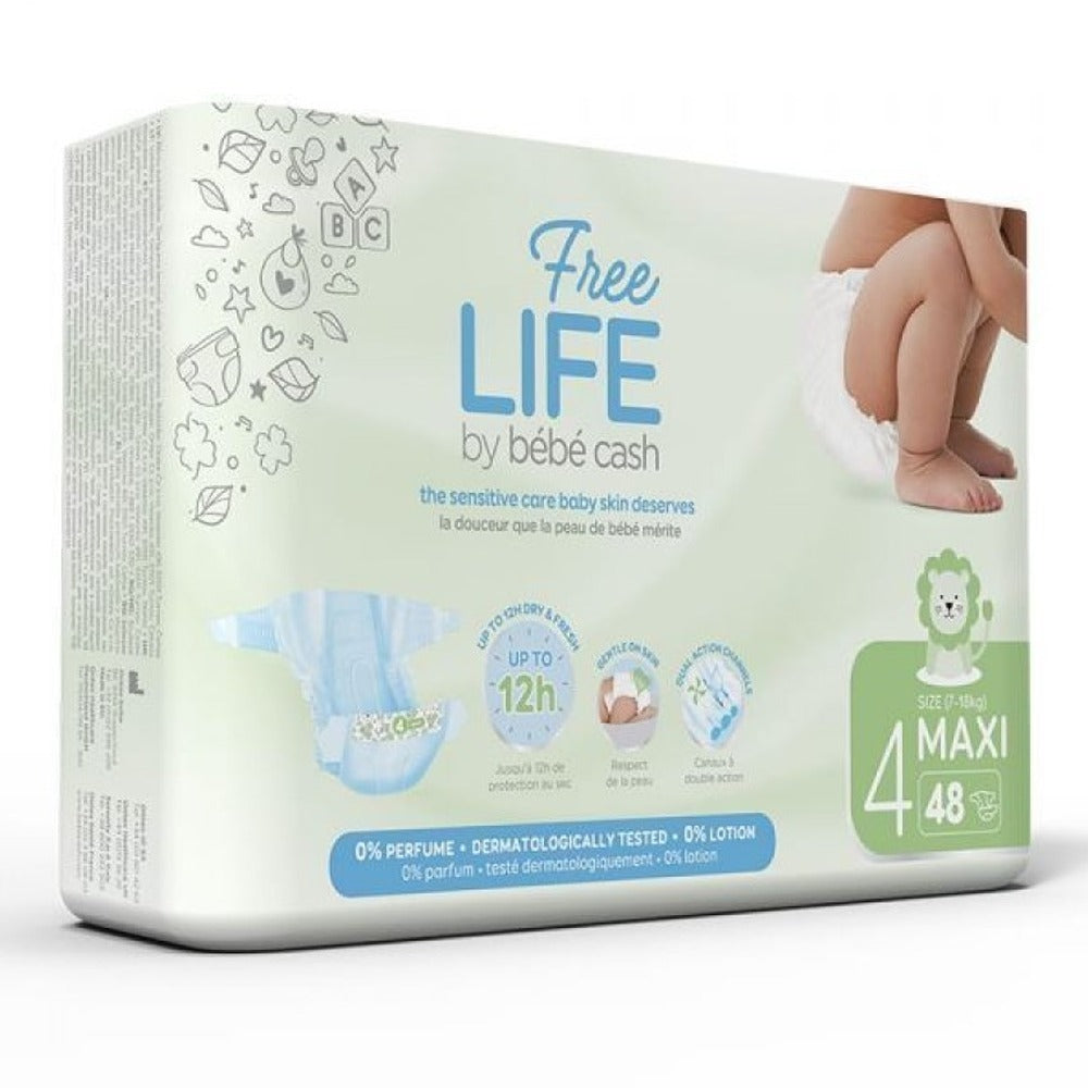 Bébé Cash Premium Freelife Pannolini 4 Maxi 7-14 kg 48 Pezzi