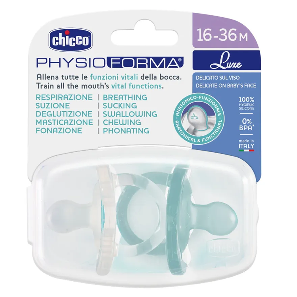 Chicco Gommotto Physioforma Soft Luxe In Silicone Blu 16-36 Mesi 2 Pezzi