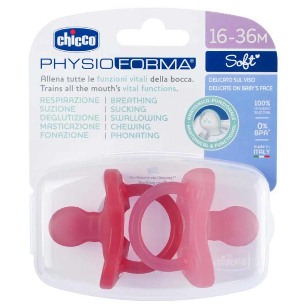 Chicco Gommotto Physioforma Soft In Silicone Rosa 16-36 Mesi 2 Pezzi