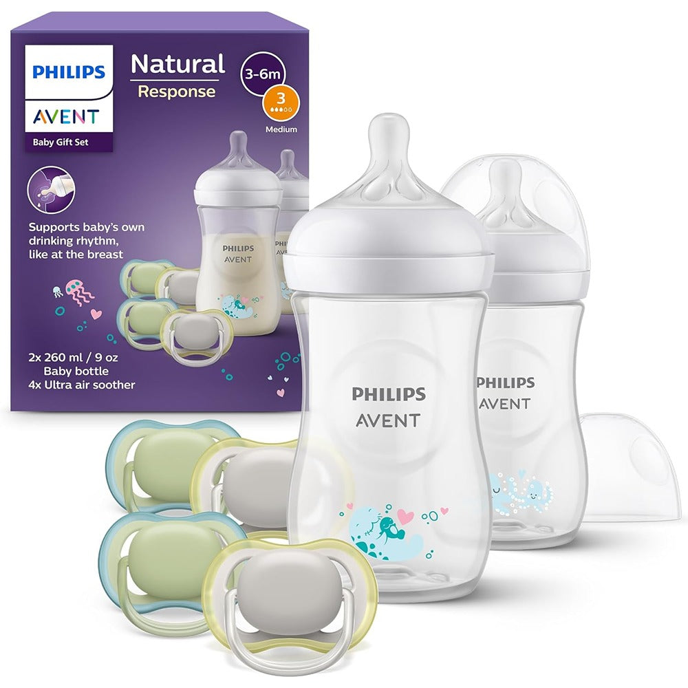 Philips Avent Natural Response Set Regalo Biberon Con Decorazioni Mare E Succhietti Ultra Air