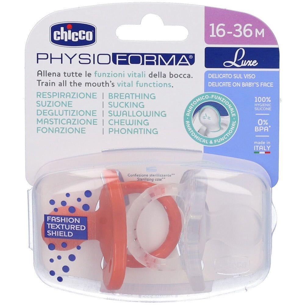 Chicco Gommotto Physioforma Soft Luxe In Silicone Arancio 16-36 Mesi 2 Pezzi