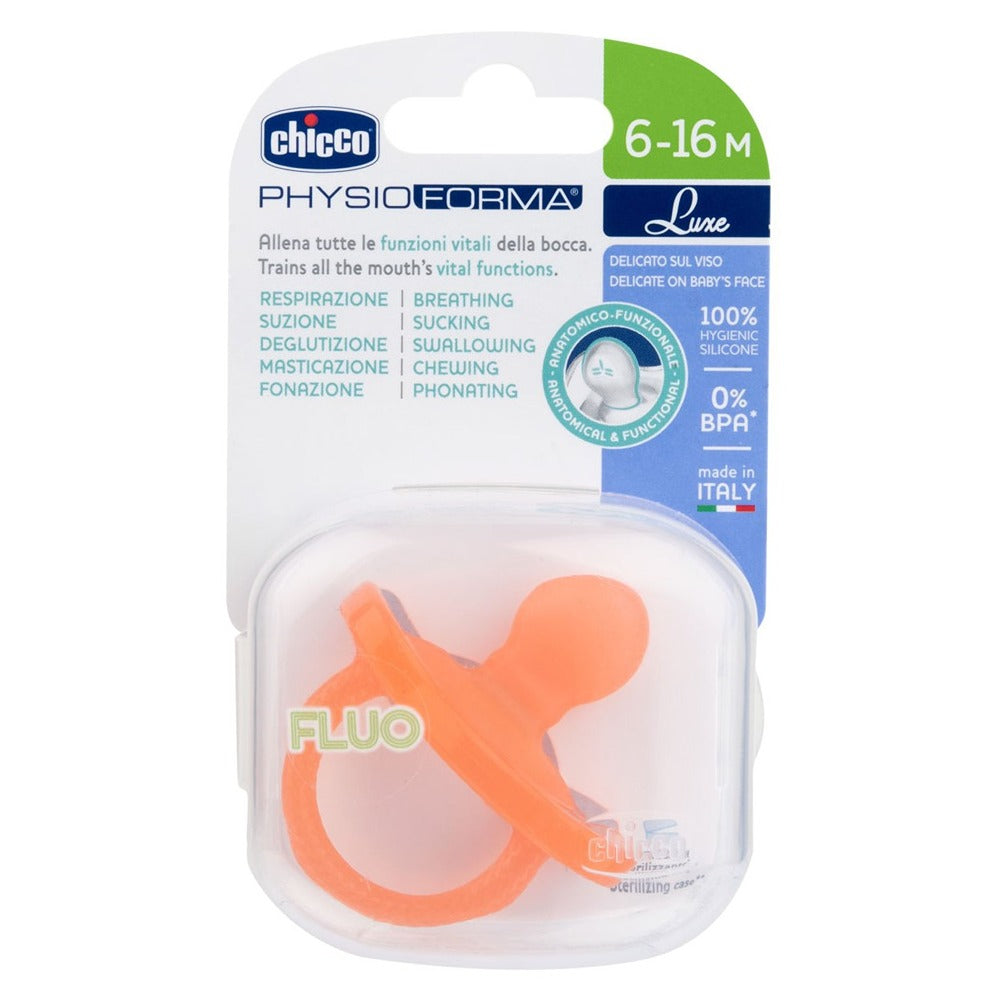 Chicco Gommotto Physioforma Soft Luxe Fluo In Silicone Arancione 6-16 Mesi