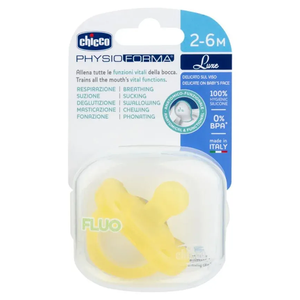 Chicco Gommotto Physioforma Soft Luxe Fluo In Silicone Giallo 2-6 Mesi