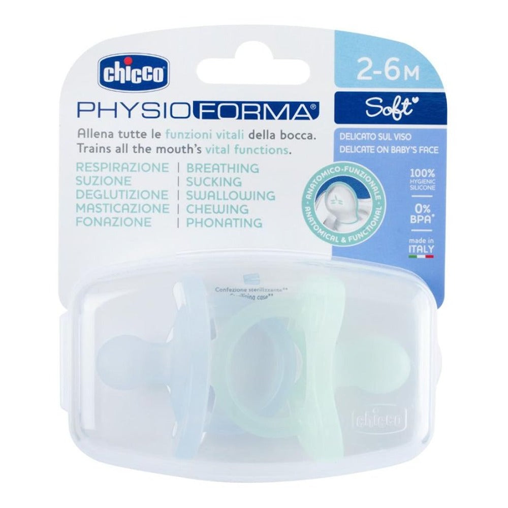 Chicco Gommotto Physioforma Soft In Silicone Azzurro 2-6 Mesi 2 Pezzi