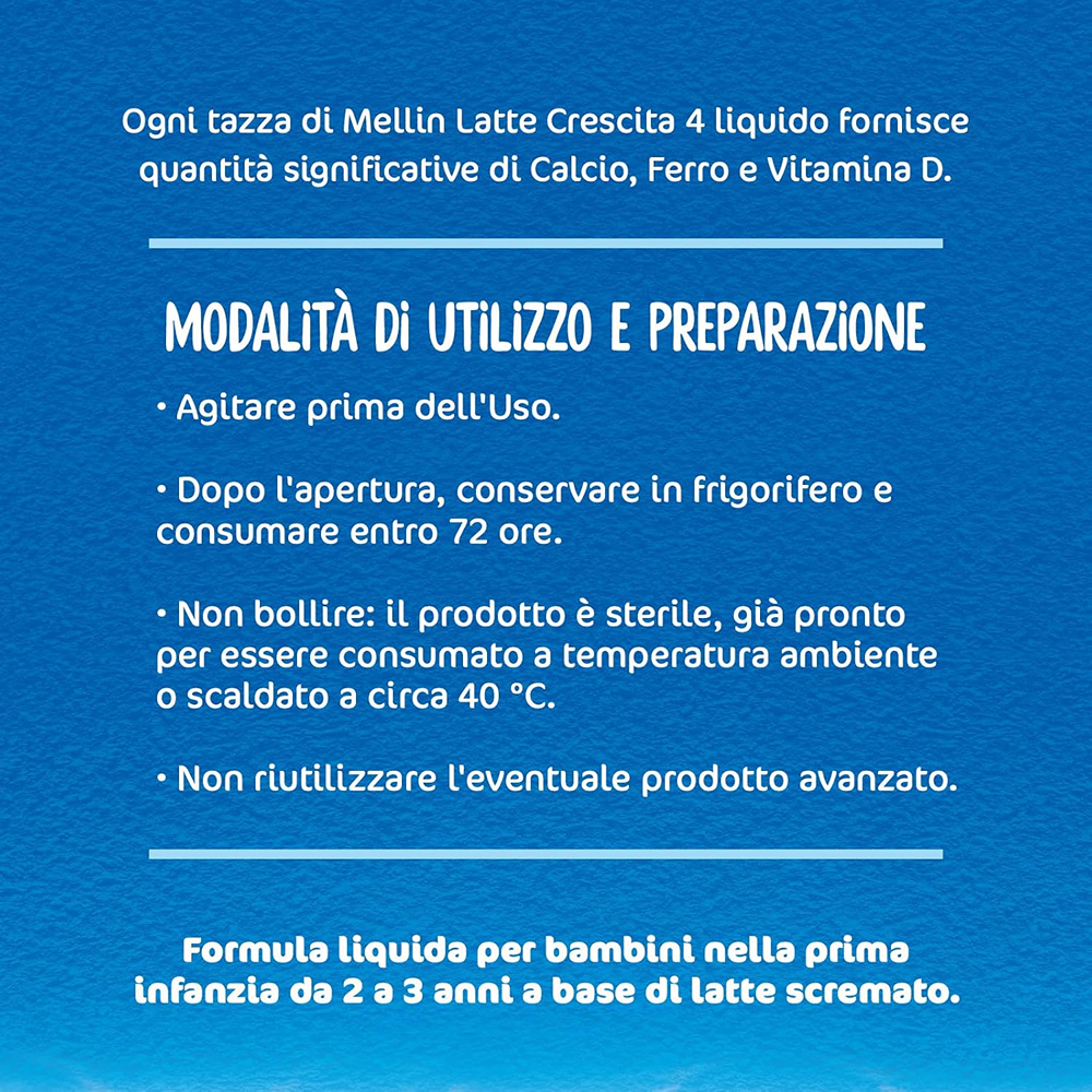 Mellin 4 Latte Liquido Di Crescita 1000 ml