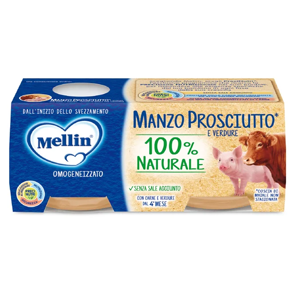 Mellin Omogeneizzato Manzo Prosciutto Con Verdure 2x80 gr