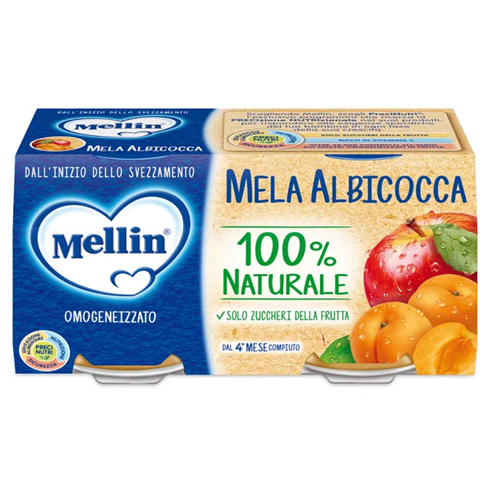 Mellin Omogeneizzato Frutta Mela Albicocca 2x100 gr