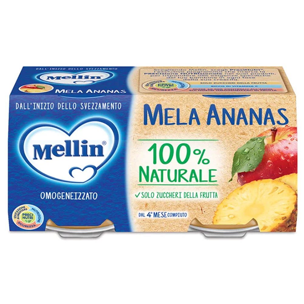 Mellin Omogeneizzato Frutta Mela Ananas 2x100 gr