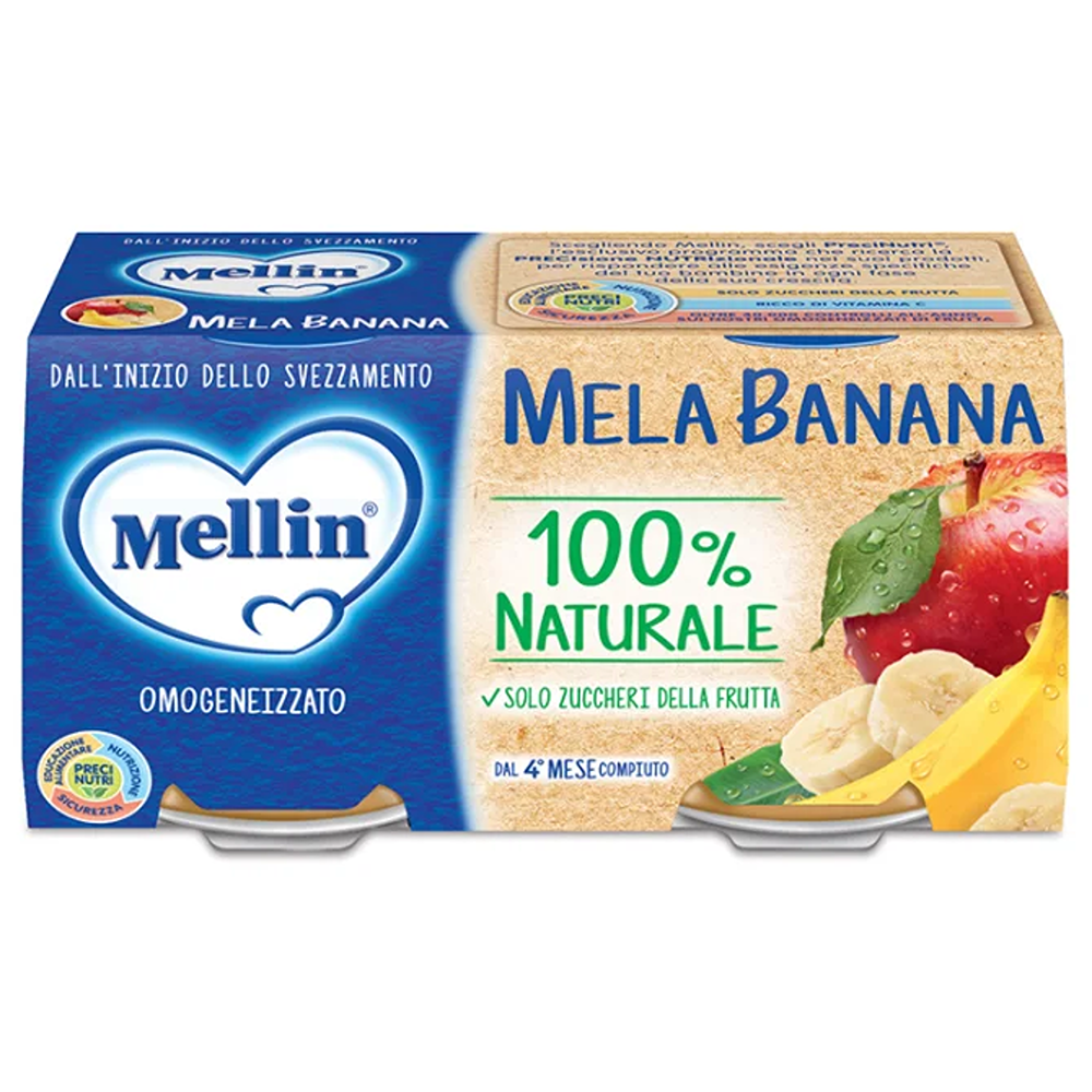 Mellin Omogeneizzato Frutta Mela Banana 2x100 gr