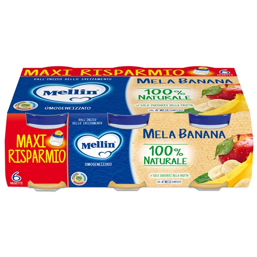 Mellin Omogeneizzato Frutta Mela Banana 6x100 gr