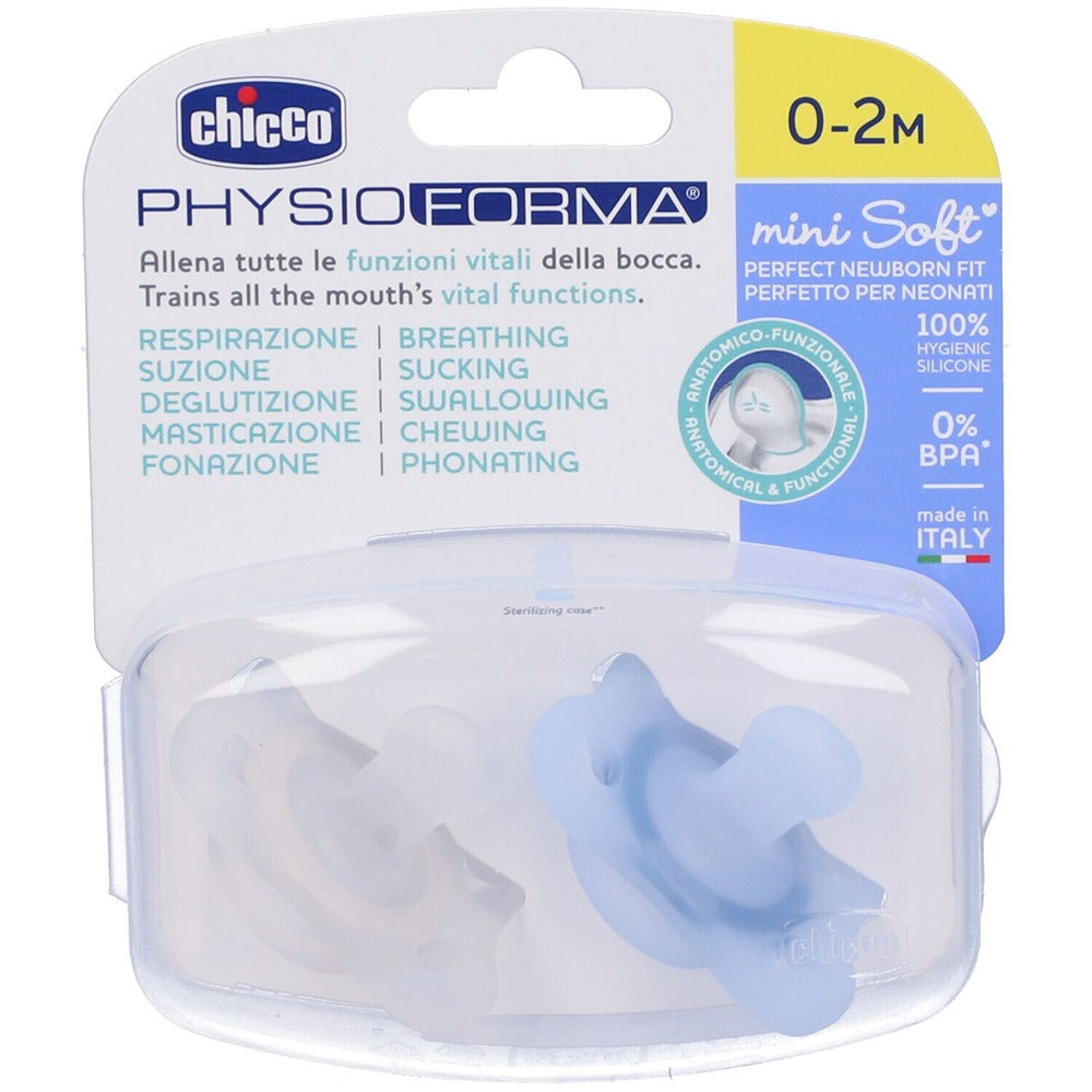 Chicco Gommotto Physioforma Mini Soft In Silicone Azzurro 0-2 Mesi 2 Pezzi
