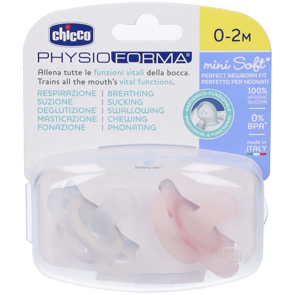 Chicco Gommotto Physioforma Mini Soft In Silicone Rosa 0-2 Mesi 2 Pezzi