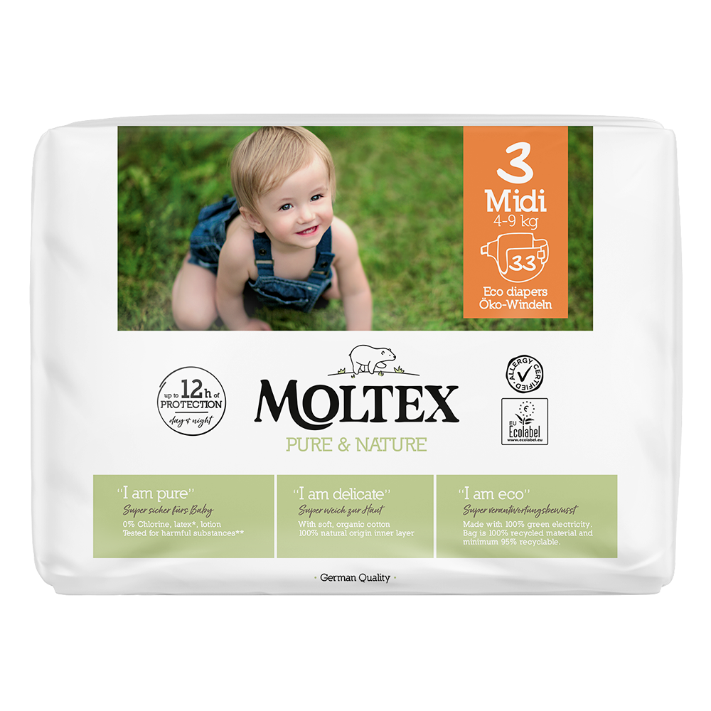 Moltex Pure & Nature Pannolini Eco 3 Midi 4-9 kg 33 Pezzi