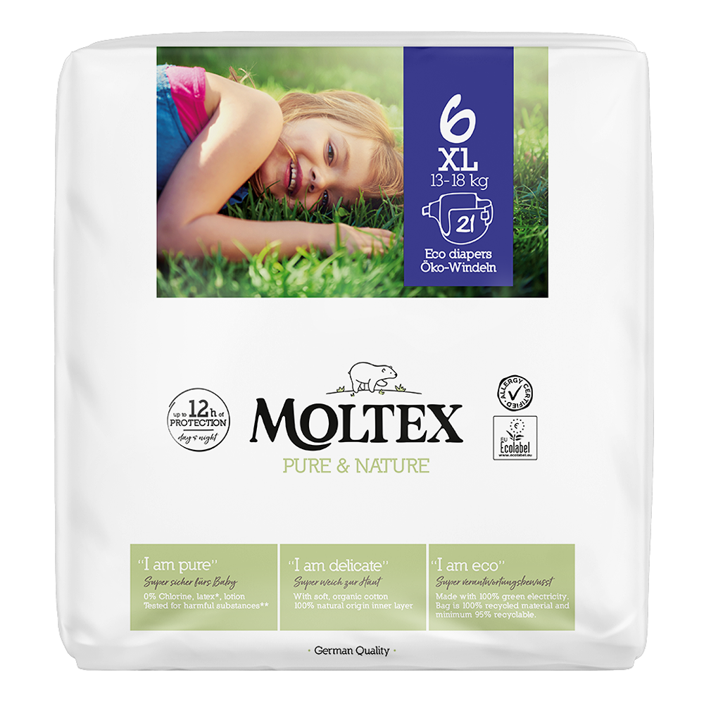 Moltex Pure & Nature Pannolini Eco 6 XL 16-30 kg 21 Pezzi