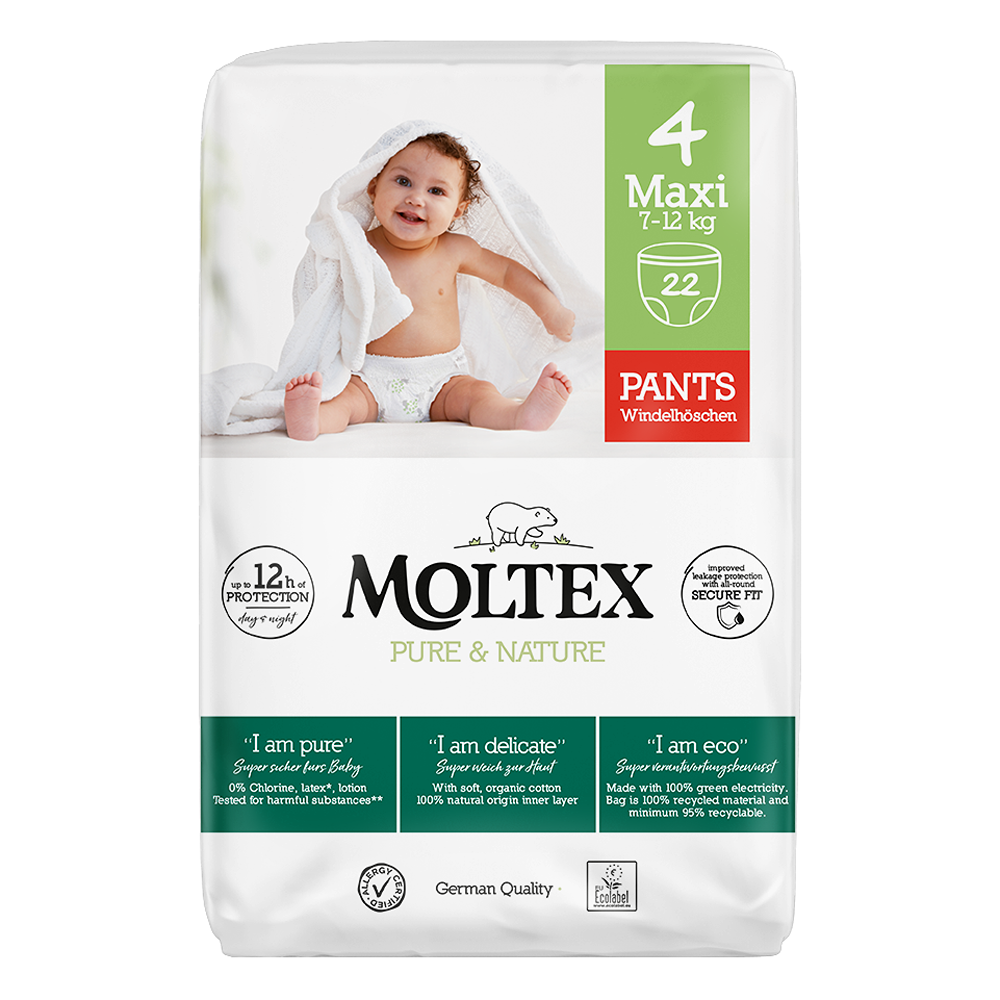 Moltex Pure & Nature Pannolini Mutandina Eco 4 Maxi 7-12 kg 22 Pezzi