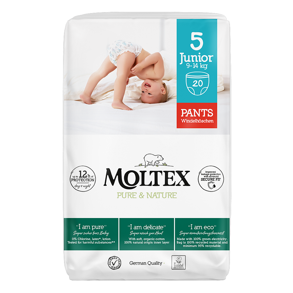 Moltex Pure & Nature Pannolini Mutandina Eco 5 Junior 9-14 kg 20 Pezzi