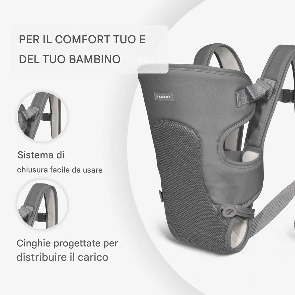 KikkaBoo Marsupio Tessuto Traspirante Myra Nero