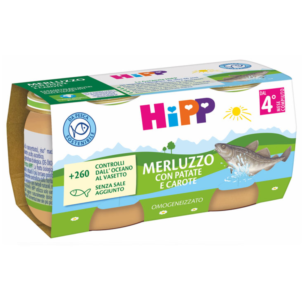 HiPP Merluzzo Con Carote E Patate 2x80 gr