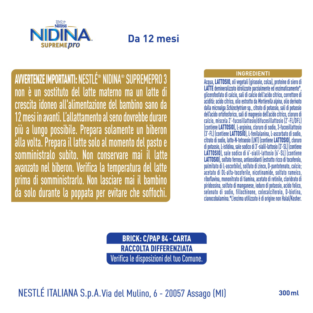 Nestlé Nidina Supreme Pro 3 Liquido 300 ml