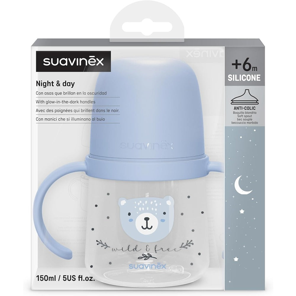 Suavinex Wild & Free Night & SayTazza Apprendimento Con Manici Azzurra 150 ml 6+ Mesi
