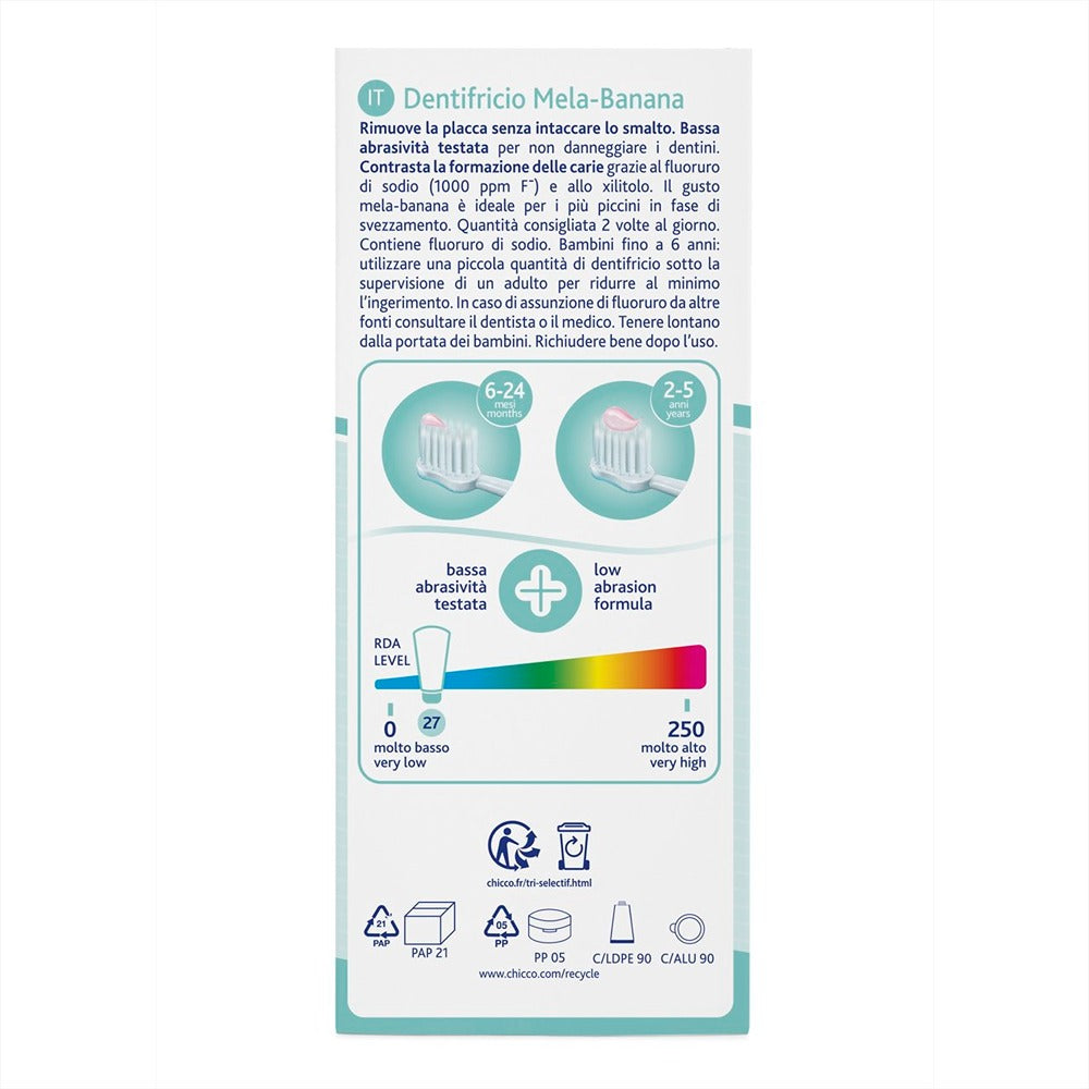 Chicco Dentifricio Mela Banana 50 ml 6-24 Mesi