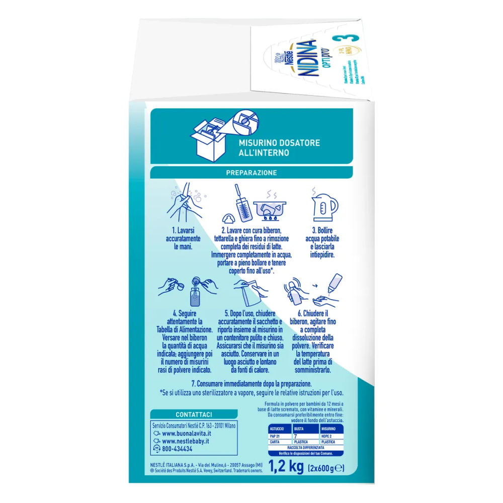 Nestlé Nidina Optipro 3 Latte In Polvere Di Crescita 1200 gr