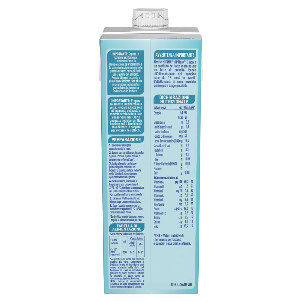 Nestlé Nidina Optipro 3 Latte Liquido Di Crescita 6x1000 ml