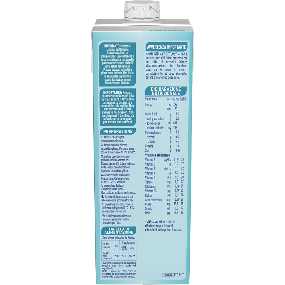 Nestlé Nidina Optipro 4 Latte Liquido Di Crescita 6x1000 ml