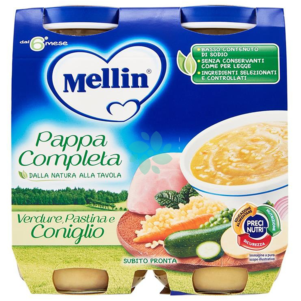 Mellin Pappa Completa Verdure Pastina Coniglio 2x250 gr